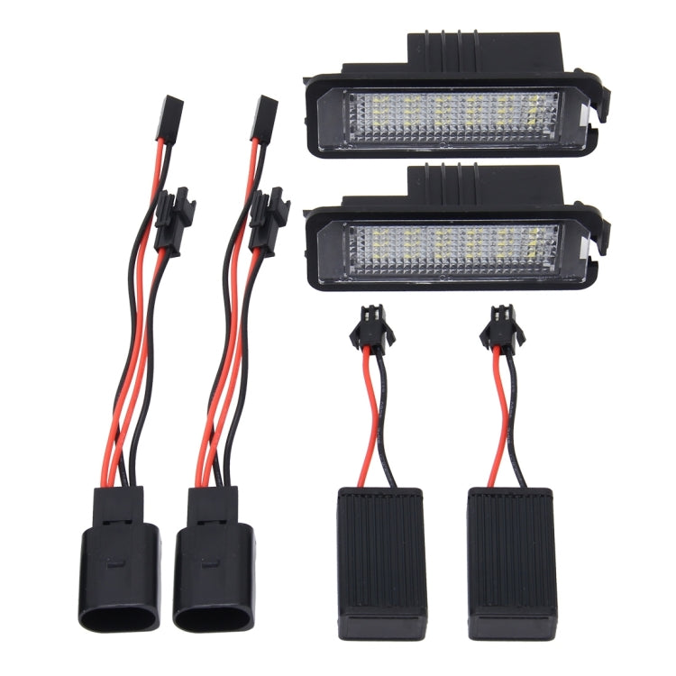 2 PCS License Plate Light with 18  SMD-3528 Lamps for Volkswagen,2W 120LM,6000K, DC12V(White Light)-Reluova