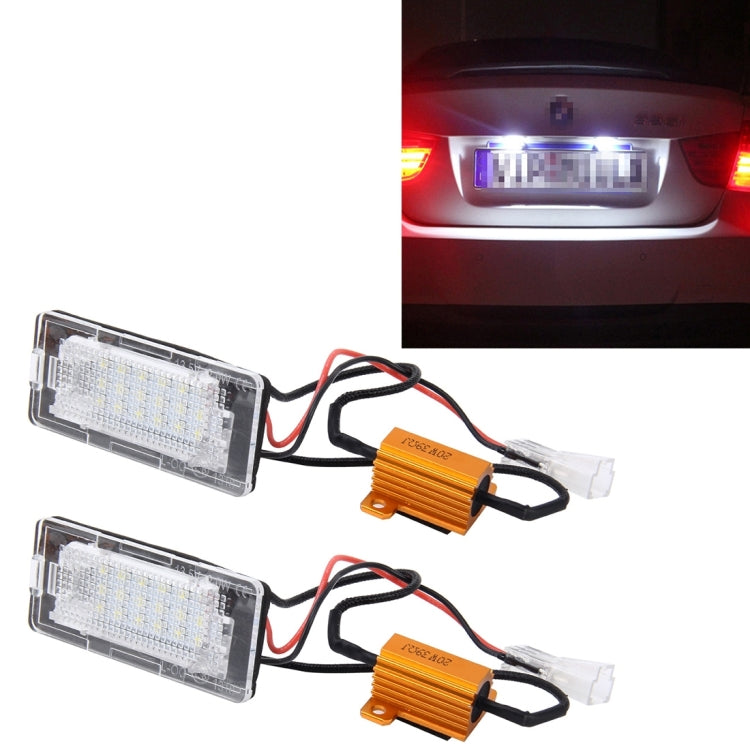 2 PCS License Plate Light with 18  SMD-3528 Lamps for Volkswagen,2W 120LM,6000K, DC12V(White Light)-Reluova