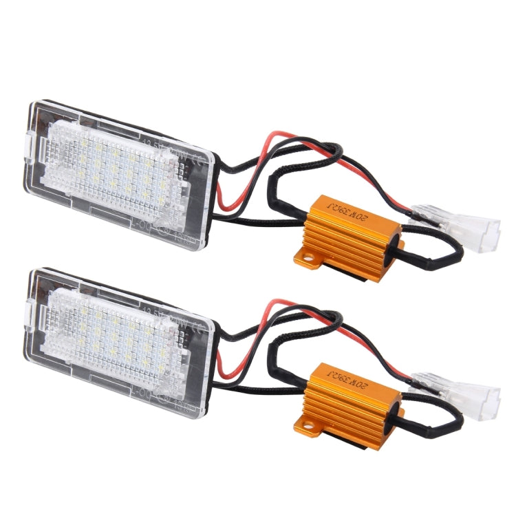 2 PCS License Plate Light with 18  SMD-3528 Lamps for Volkswagen,2W 120LM,6000K, DC12V(White Light)-Reluova