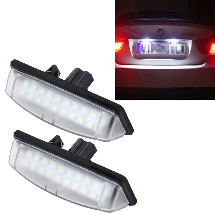 2 PCS License Plate Light with 18  SMD-3528 Lamps for Toyota,2W 120LM,6000K, DC12V(White Light)