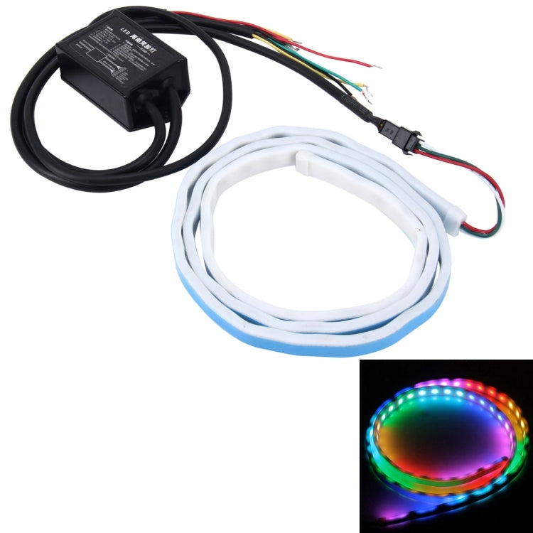 1.2m Car Auto Waterproof Universal Rear Colorful Flowing Light Tail Box Lights Red Light Brake Light Yellow Light Turn Signal Light LED Lamp Strip Tail Decoration, DC 9-30V