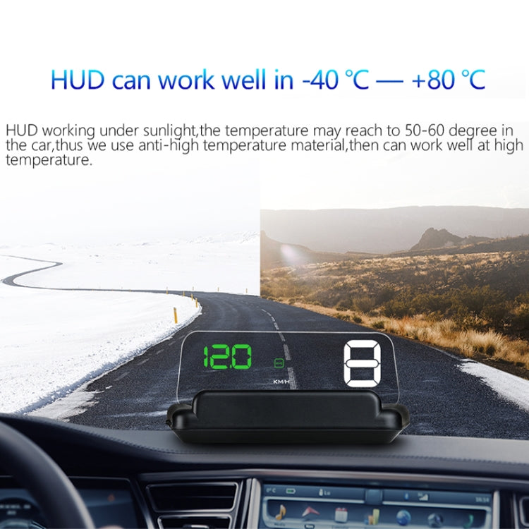 With Adjustable Reflection Board, Speed & RPM & Water Temperature & Oil Consumption & Driving Distance / Time & Voltage Display, Over Speed Alarm, Connect OBD2 Interface