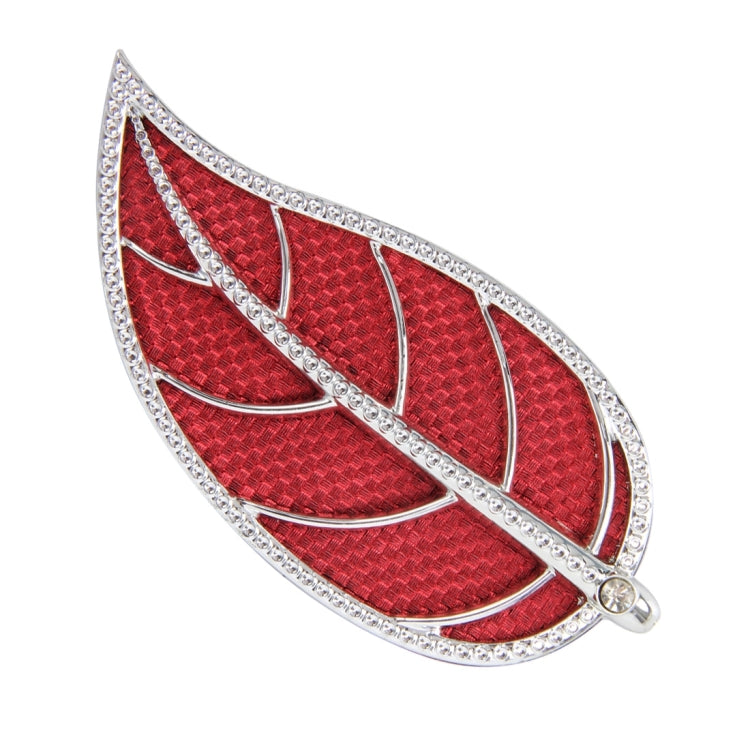 2 PCS Leaf Shape Car Plastic Decorative Sticker, Size: 12.0 x 6.0cm(Silver + Red)-Reluova