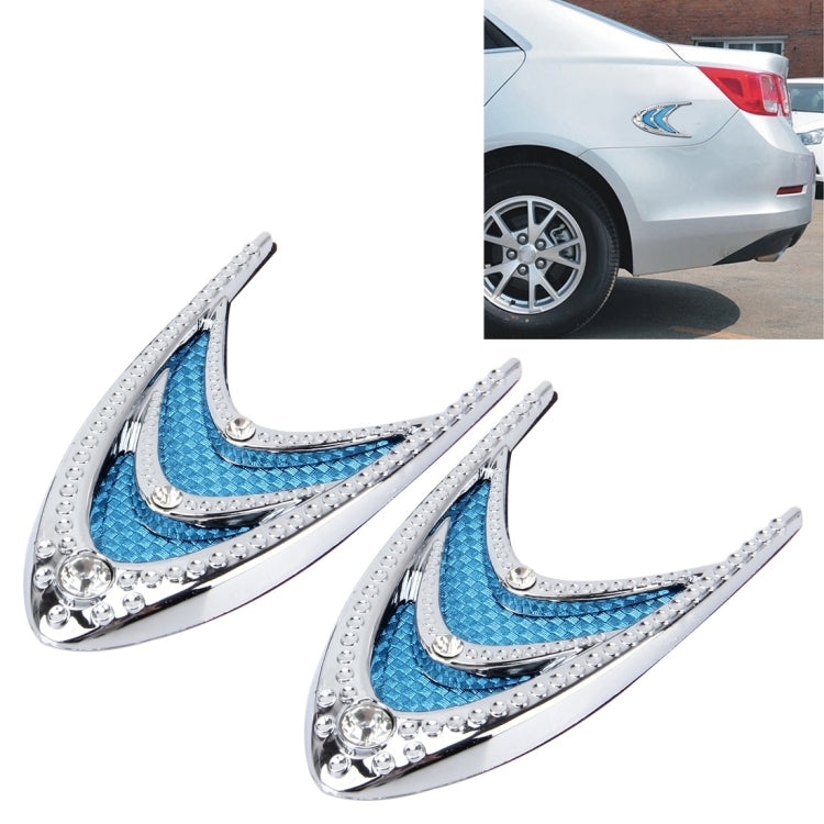 2 PCS Car Plastic Decorative Sticker, Size: 10.0 x 5.0cm(Silver + Blue)-Reluova