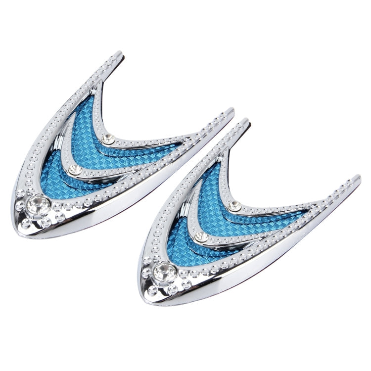 2 PCS Car Plastic Decorative Sticker, Size: 10.0 x 5.0cm(Silver + Blue)-Reluova