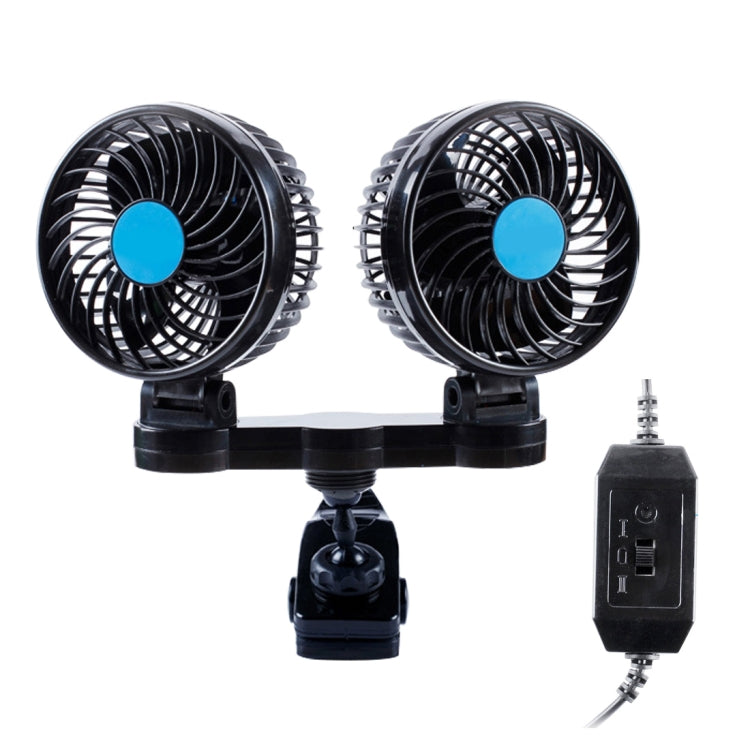 HUXIN HX-T605 7W 360 Degree Adjustable Rotation Clip Two Head Low Noise Mini Electric Car Fan with Gear Switch, DC12V ÎҵÄÉ̵ê