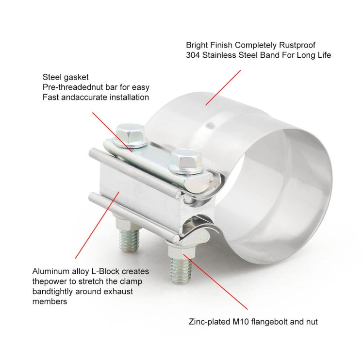 2.25 inch Car Turbo Exhaust Downpipe Stainless Steel Lap Joint Band Clamp-Reluova