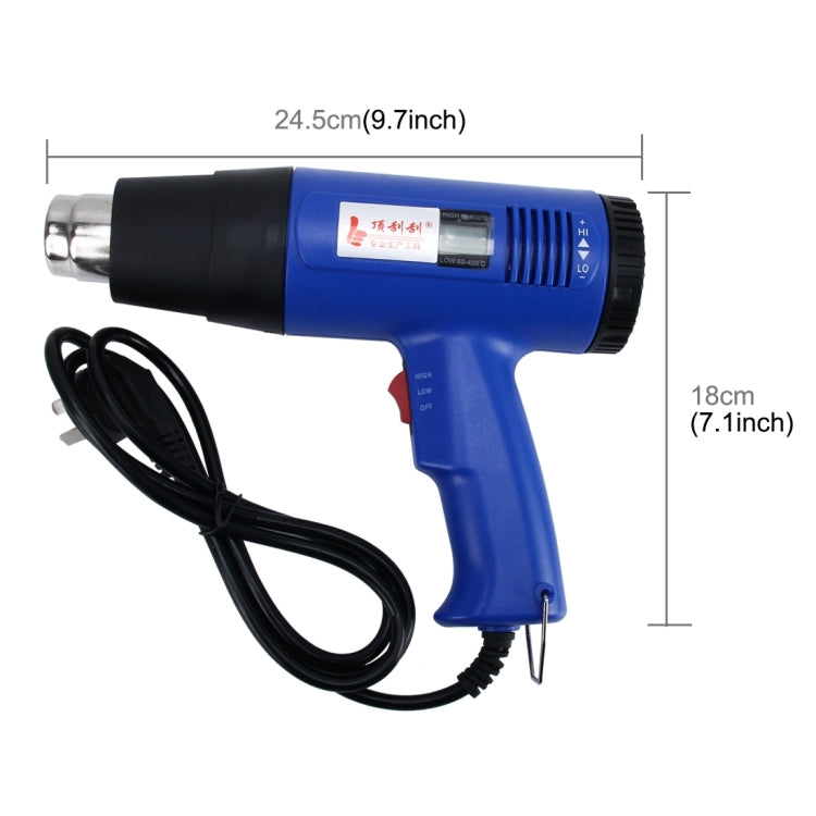 DINGGUAGUA 1800W Industrial Heavy Duty Professional Adjustable Temperature from 50 Degrees Celsius to 650 Degrees Celsius Heat Air Gun Tool with Temperature Display