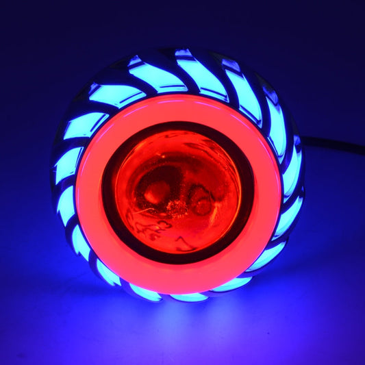 Motorcycle 30W DC 12V-85V LED Headlight Lens Built-in Whirlwind Double Aperture Angle Eyes + Devil Eye