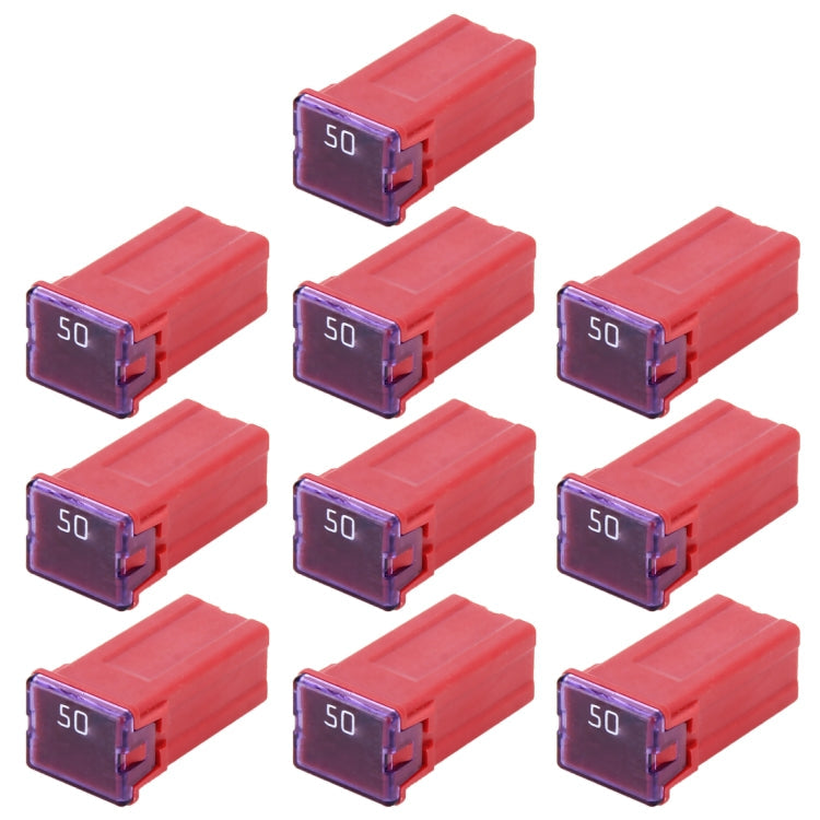 10 PCS Vehicle Car Plastic Shell Straight Female Terminal Push in Blade Cartridge PAL Fuse 50Amp 32V-Reluova