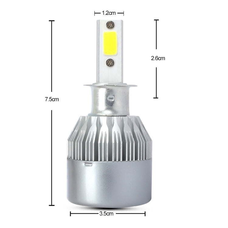 2 PCS  H3 18W 1800 LM 6000K IP68 Canbus Constant Current Car LED Headlight with 2 COB Lamps, DC 9-36V