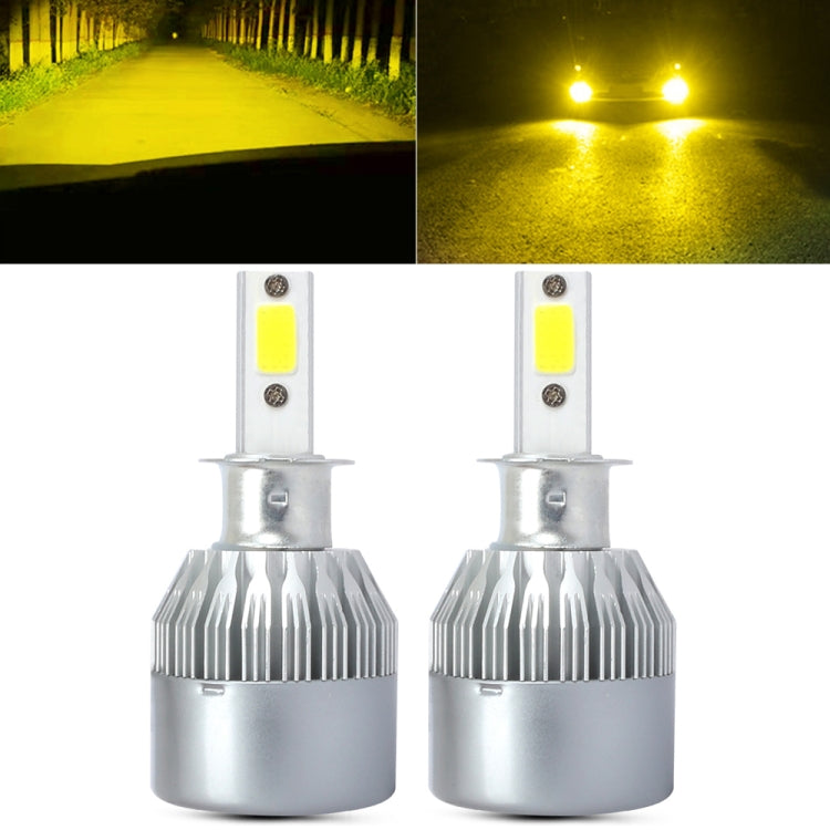 2 PCS  H3 18W 1800 LM 6000K IP68 Canbus Constant Current Car LED Headlight with 2 COB Lamps, DC 9-36V