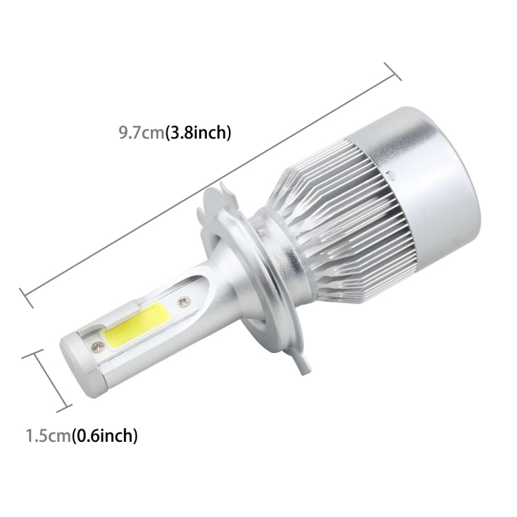 2 PCS  H4 18W 1800 LM 6000K IP68 Canbus Constant Current Car LED Headlight with 2 COB Lamps, DC 9-36V