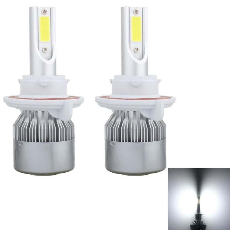 2 PCS  H13 18W 1800 LM 6000K IP68 Canbus Constant Current Car LED Headlight with 2 COB Lamps, DC 9-36V