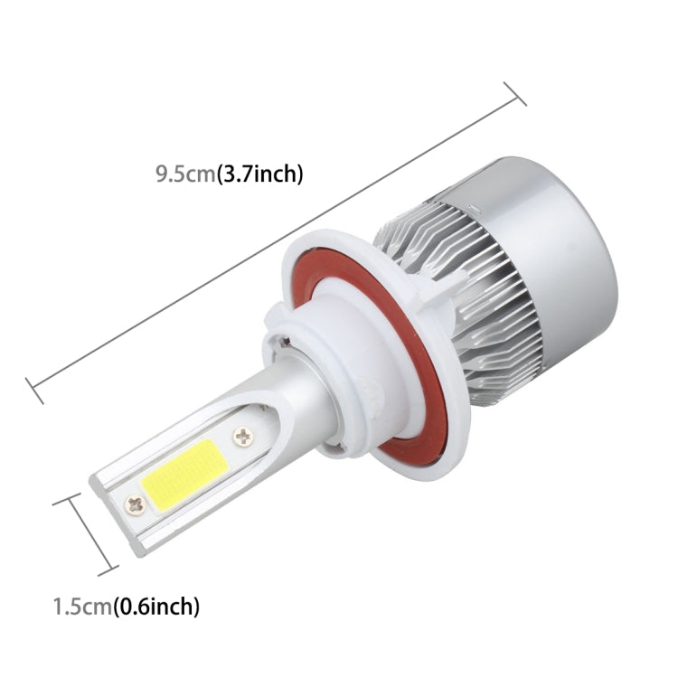 2 PCS  H13 18W 1800 LM 6000K IP68 Canbus Constant Current Car LED Headlight with 2 COB Lamps, DC 9-36V-Reluova