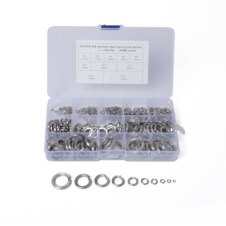 325 PCS Stainless Steel Spring Lock Washer Assorted Kit M2-M16 for Car / Boat / Home Appliance-Reluova