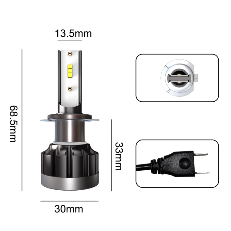 2 PCS 1901 H7 DC9-36V 14W 6000K 1400LM IP68 Car LED Headlight Lamps-Reluova