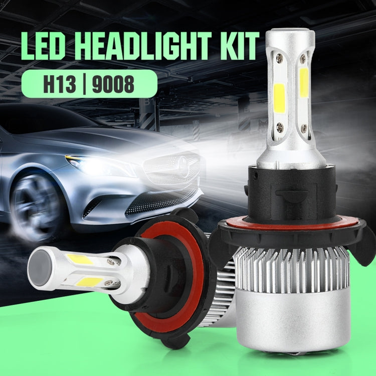 2 PCS S2 H13 / 9008 18W 6000K 1800LM IP65 2 COB LED Car Headlight Lamps, DC 9-30V