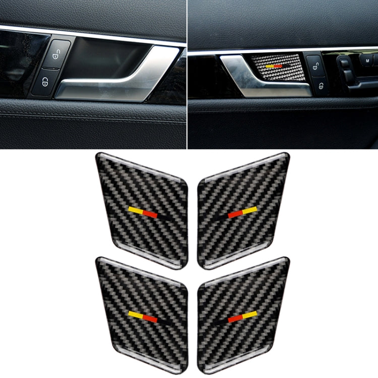 4 PCS Car German Flag Carbon Fiber Door Inner Handle Wrist Panel Decorative Sticker for Mercedes-Benz C Class 2007-2013 / E Class 2009-2016 ÎҵÄÉ̵ê