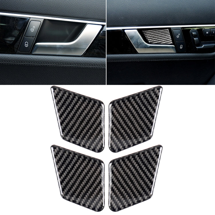 4 PCS Car Solid Color Carbon Fiber Door Inner Handle Wrist Panel Decorative Sticker for Mercedes-Benz C Class 2007-2013 / E Class 2009-2016 ÎҵÄÉ̵ê