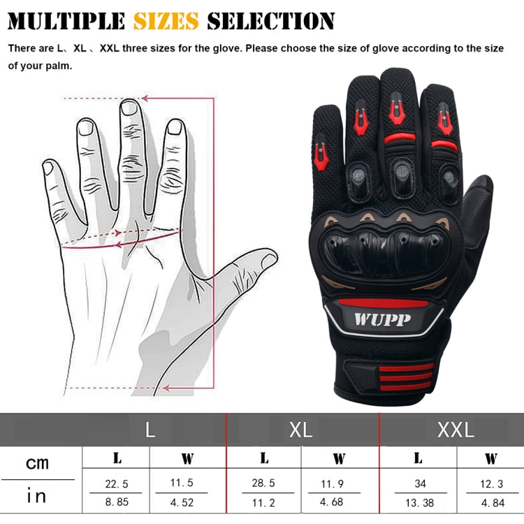 WUPP Motorcycle Gloves Touch Screen Waterproof Breathable Wearable Anti-skid Resistance Summer Winter Full-Finger Protective Gloves, Size: XL Reluova