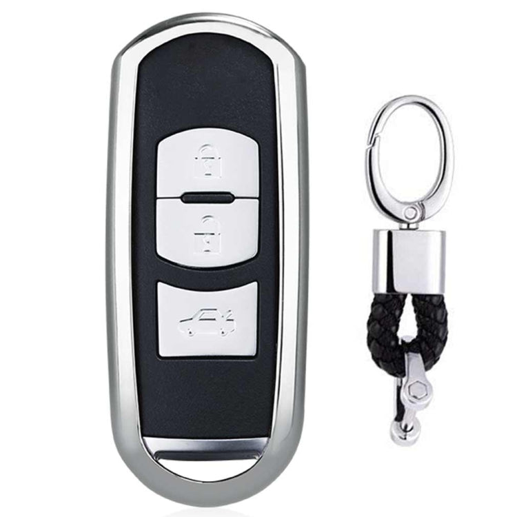 Electroplating TPU Single-shell Car Key Case with Key Ring for Mazda 3 AXELA / CX-8 / CX-5 / CX-4 / 6 ATENZA