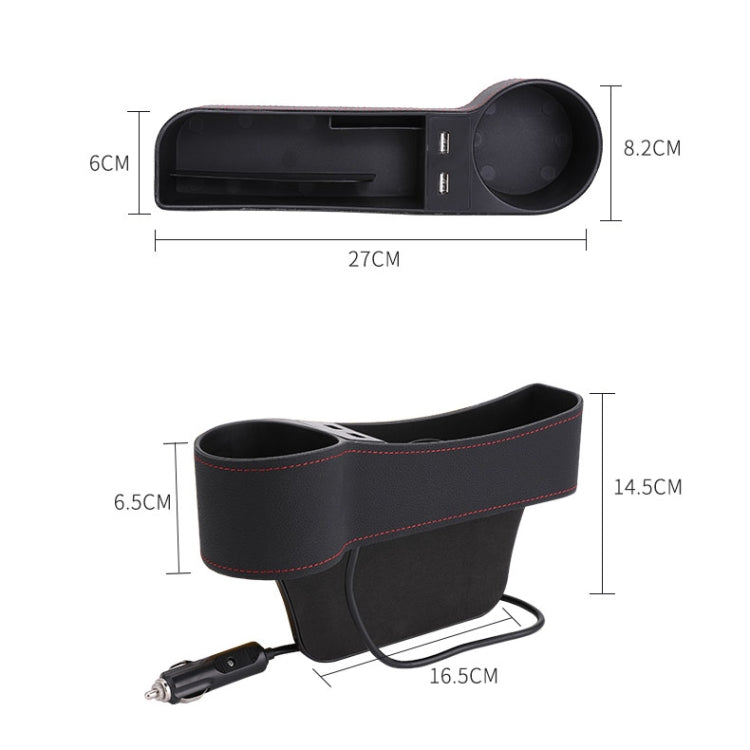 Car Multi-functional Co-pilot Seat Console PU Leather Box Cigarette Lighter Charging Pocket Cup Holder Seat Gap Side Storage Box ÎҵÄÉ̵ê