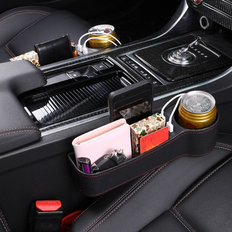 Car Multi-functional Co-pilot Seat Console PU Leather Box Cigarette Lighter Charging Pocket Cup Holder Seat Gap Side Storage Box ÎҵÄÉ̵ê