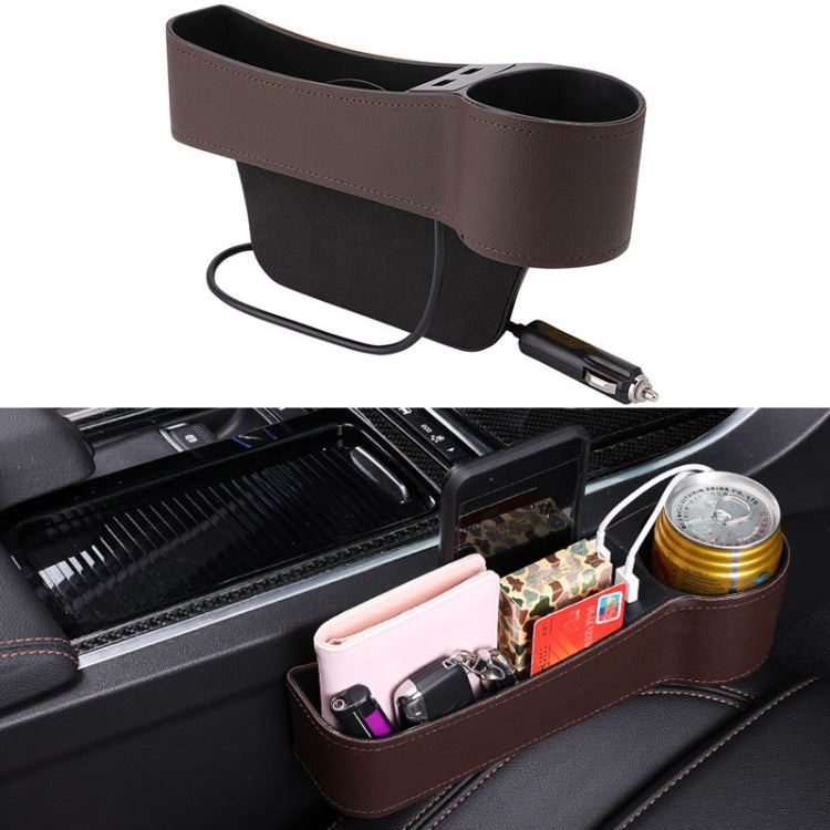 Car Multi-functional Co-pilot Seat Console PU Leather Box Cigarette Lighter Charging Pocket Cup Holder Seat Gap Side Storage Box ÎҵÄÉ̵ê