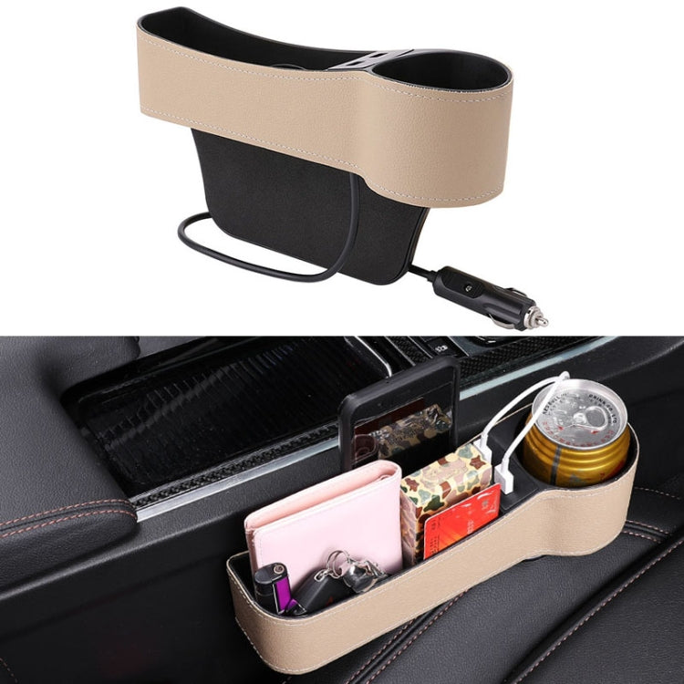 Car Multi-functional Co-pilot Seat Console PU Leather Box Cigarette Lighter Charging Pocket Cup Holder Seat Gap Side Storage Box ÎҵÄÉ̵ê