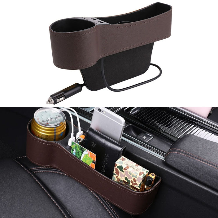 Car Multi-functional Driver Seat Console PU Leather Box Cigarette Lighter Charging Pocket Cup Holder Seat Gap Side Storage Box ÎҵÄÉ̵ê