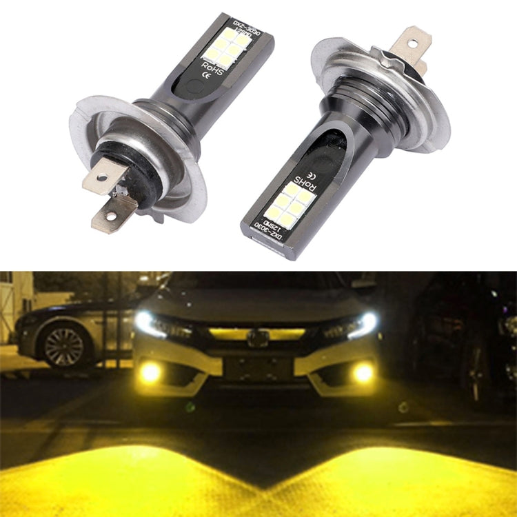 2 PCS H7 DC12V-24V / 12W / 3000K / 800LM 12LEDs SMD-3030 Car LED Fog Light