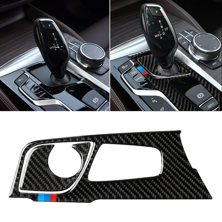 2 in 1 Car Tricolor Carbon Fiber Gear Position Panel Decorative Sticker for BMW 5 Series G38 528Li / 530Li / 540Li 2018, Left Drive-Reluova