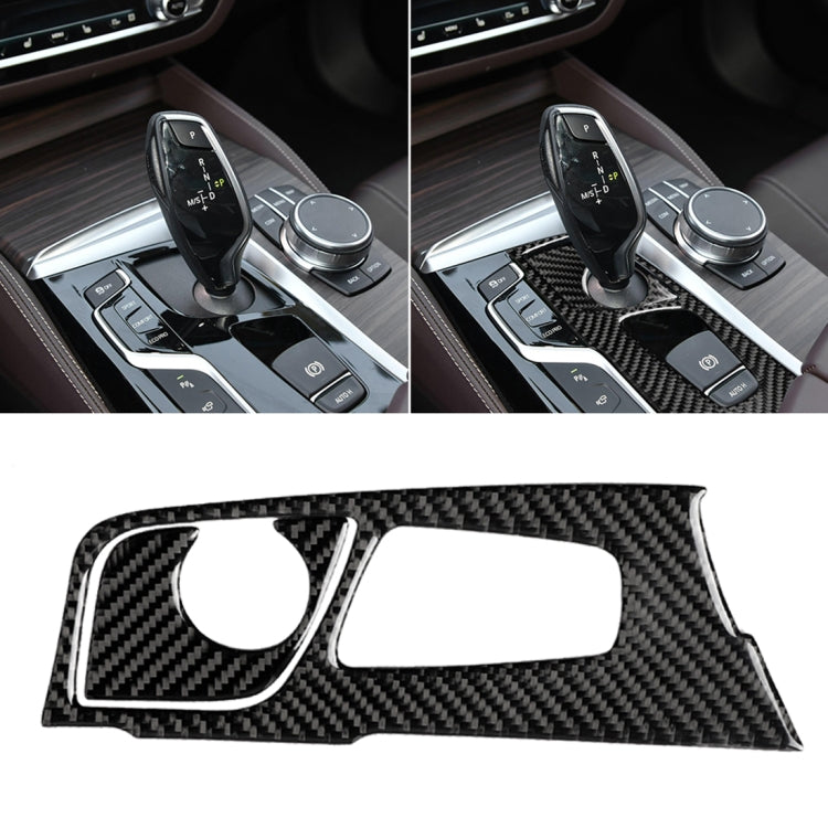 2 in 1 Car Carbon Fiber Gear Position Panel Decorative Sticker for BMW 5 Series G38 528Li / 530Li / 540Li 2018, Left Drive-Reluova