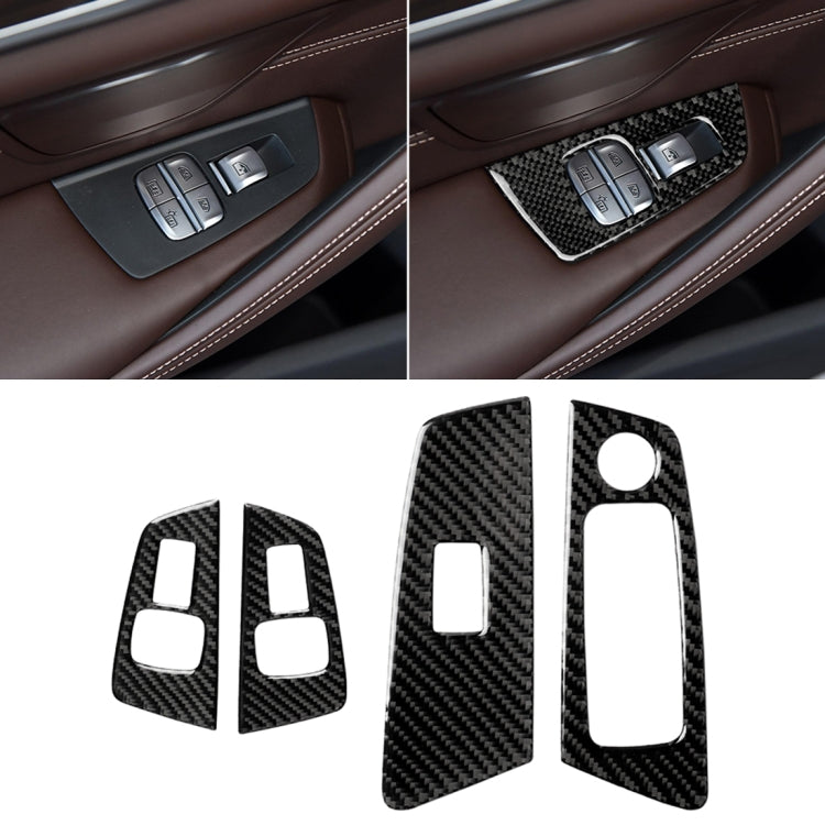 Car Carbon Fiber Door Window Lift Panel Decorative Sticker for BMW 5 Series G38 528Li / 530Li / 540Li 2018, Left Drive ÎҵÄÉ̵ê