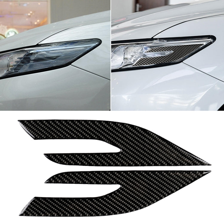 2 PCS Car Carbon Fiber Headlight Decorative Sticker for Toyota Eighth Generation Camry 2018-2019-Reluova