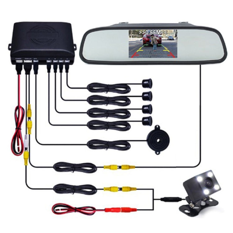 PZ604 170 Degree Car 4.3 inch Rearview Mirror Monitor with Square Camera