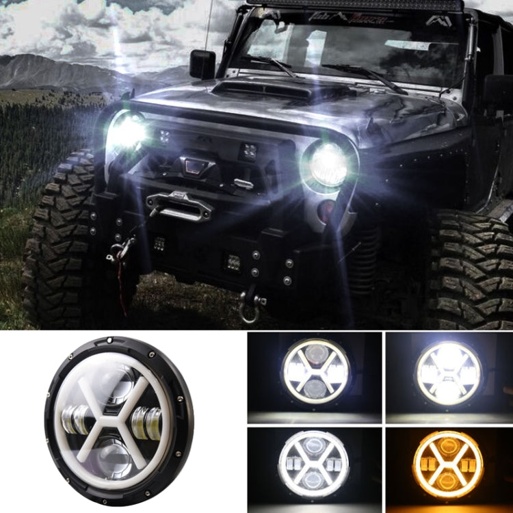 7 inch H4 DC 9V-30V 6000LM 6000K/3000K 55W IP67 4LED Lamp Beads Car Round Shape X LED Headlight Lamps for Jeep Wrangler, with Angel Eye ÎҵÄÉ̵ê