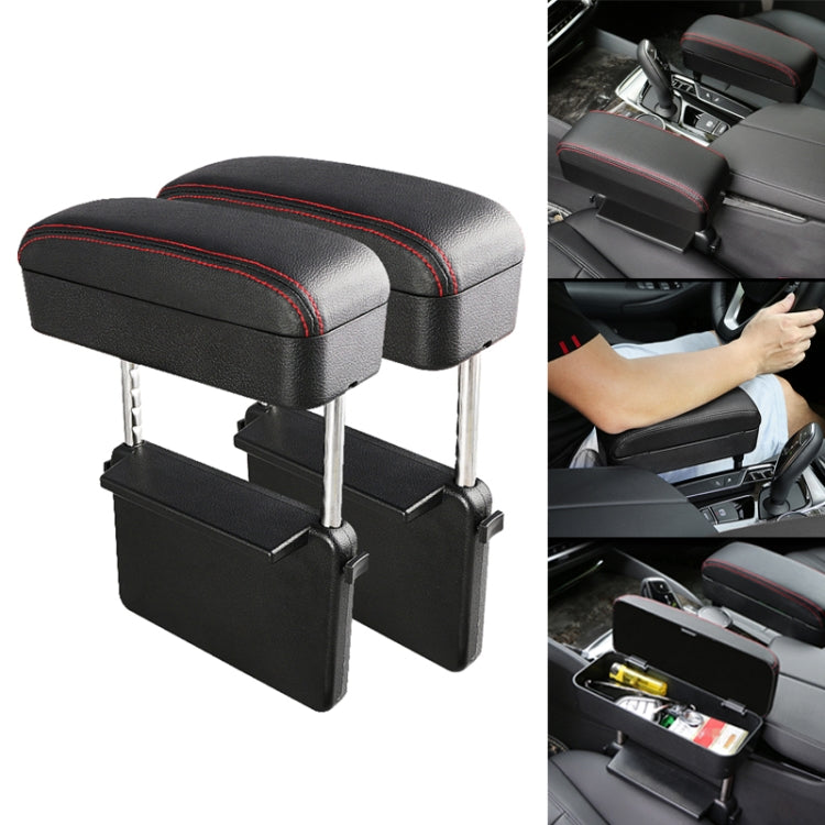 2 PCS Universal Car PU Leather Wrapped Armrest Box Cushion Car Armrest Box Mat with Storage Box-Reluova