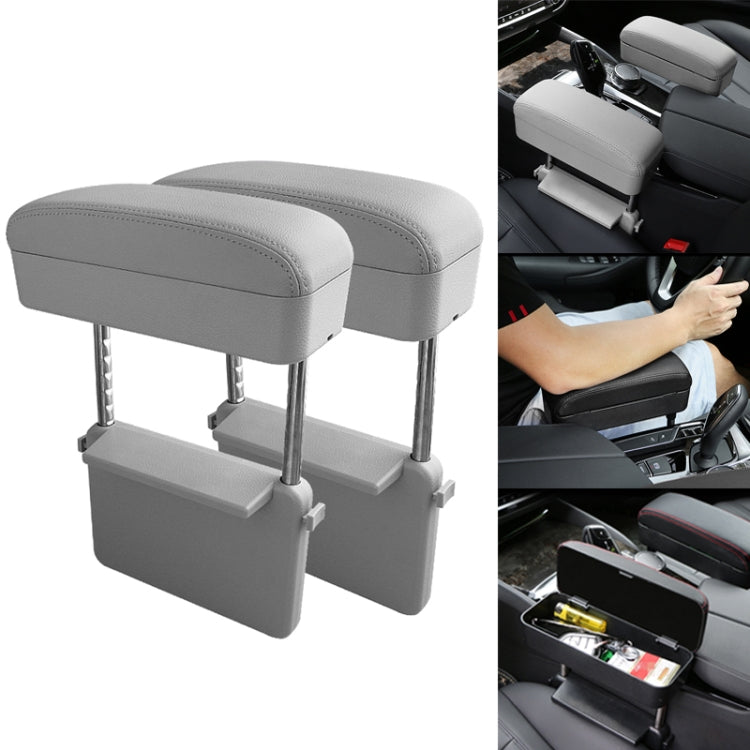 2 PCS Universal Car PU Leather Wrapped Armrest Box Cushion Car Armrest Box Mat with Storage Box