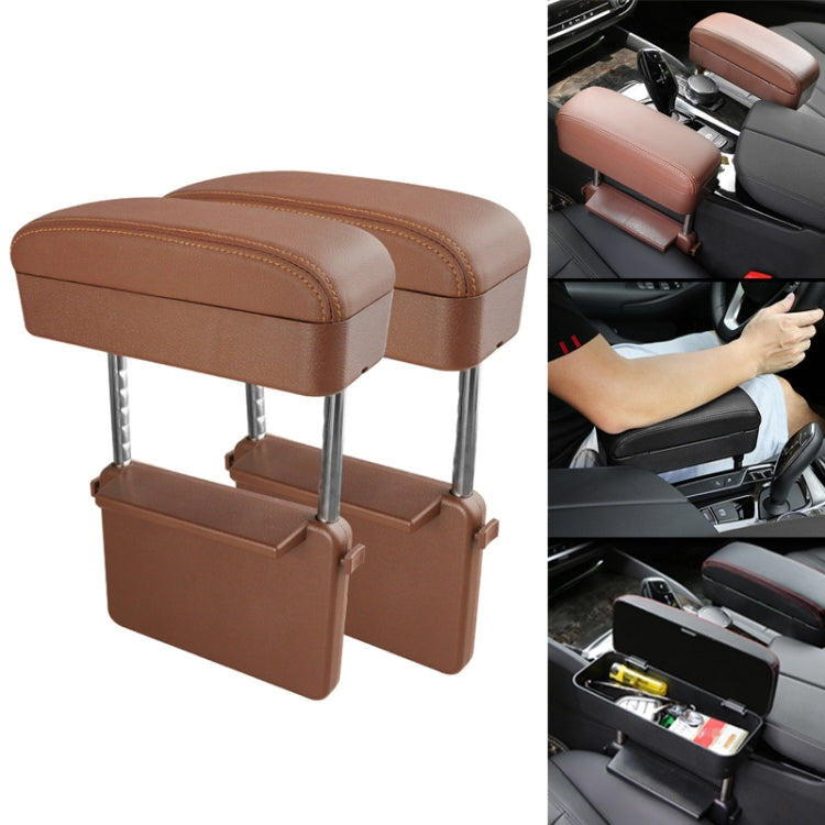 2 PCS Universal Car PU Leather Wrapped Armrest Box Cushion Car Armrest Box Mat with Storage Box