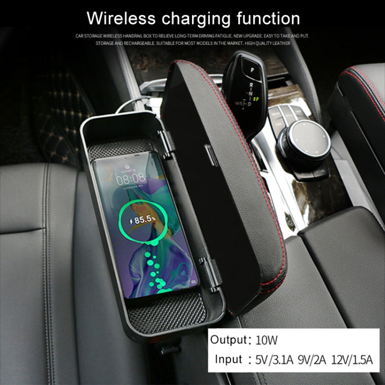 Universal Car Wireless Qi Standard Charger PU Leather Wrapped Armrest Box Cushion Car Armrest Box Mat with Storage Box ÎҵÄÉ̵ê