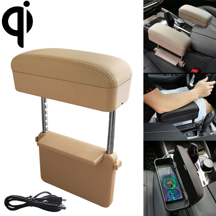 Universal Car Wireless Qi Standard Charger PU Leather Wrapped Armrest Box Cushion Car Armrest Box Mat with Storage Box ÎҵÄÉ̵ê