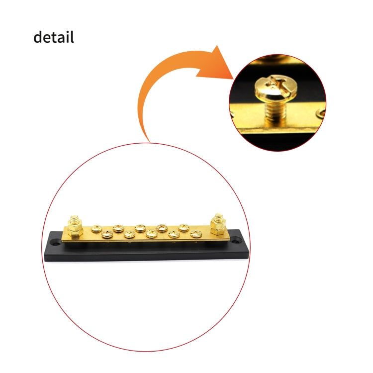 10 Way 10P Power Distribution Large Current Bus Bar 10-bit Distribution Box for Car / RV / Boat