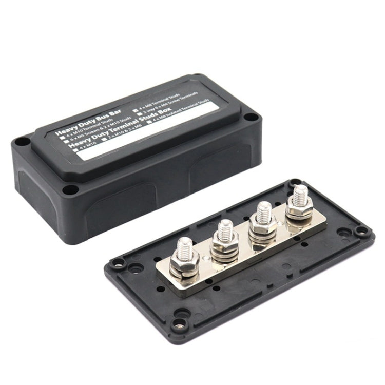 Max DC 48V 300A Heavy-Duty Module Design Bus Bar 4 M8 Terminal Studs Box Busbar for Car / RV / Boat