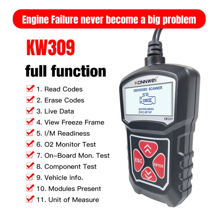 KONNWEI KW309 V309 V310 MS309 Code Reader OBD2 Scanner Diagnostic Tool