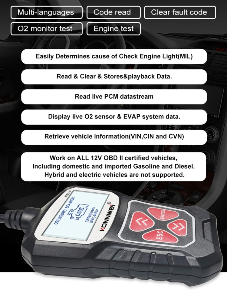 KONNWEI KW310 OBD Car Fault Detector Code Reader ELM327 OBD2 Scanner Diagnostic Tool ÎҵÄÉ̵ê