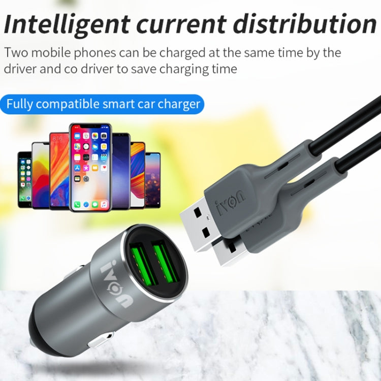 IVON CC38 2.4A Dual USB Car Charger + 1m USB to 8 Pin Fast Charge Data Cable Set ÎҵÄÉ̵ê