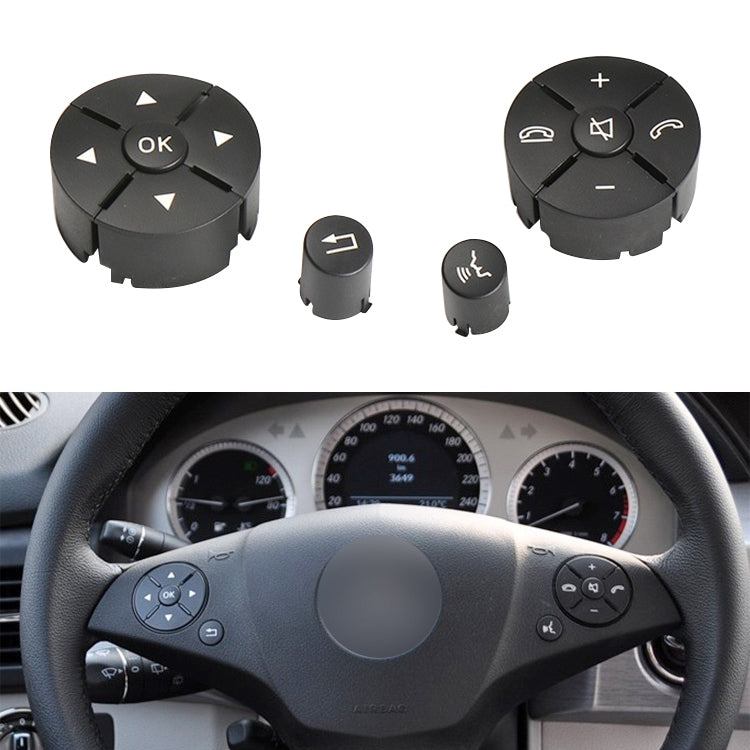 1 Pair Car Steering Wheel Switch Buttons Panel for Mercedes-Benz W204 2007-2014, Left Driving