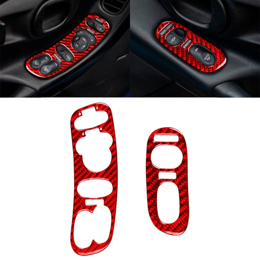 2 in 1 Car Carbon Fiber Door Control Panel Memory Seat Sticker Set for Chevrolet Corvette C5 1998-2004, Left Drive-Reluova